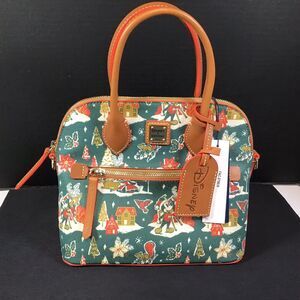 Disney Dooney and Bourke Mickey & Minnie 2022 Christmas Winter Dome Satchel Bag